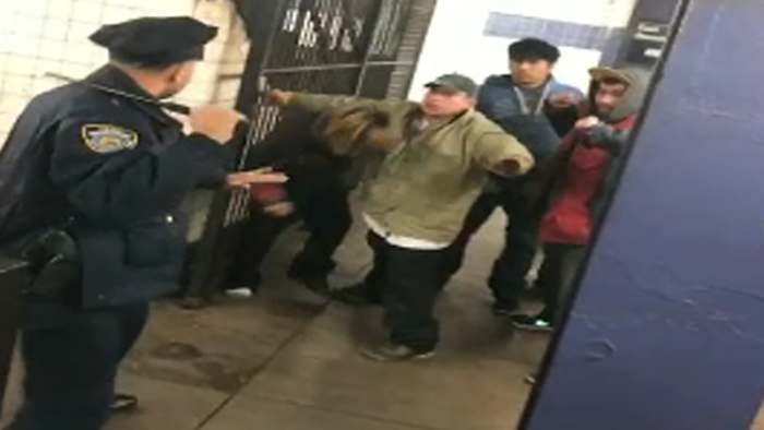 The lone traffic cop takes on a gang of scabs who dared to cross the picket line of personnel who were on strike.