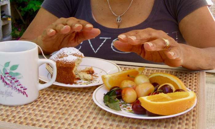 With this posture, the prayer can transmit healing energy from a person's hands to the food itself.