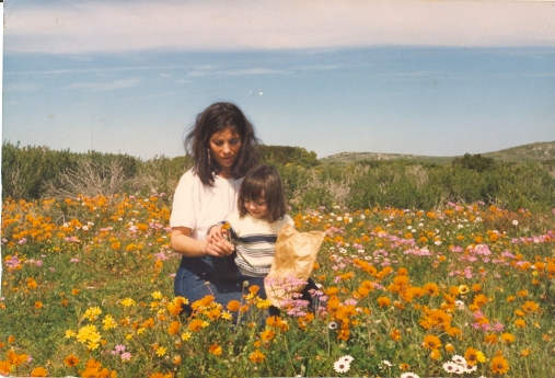 My daughter and I shortly after my divorce.This was taken in spring in Namaqualand about a year after my late father's passing.