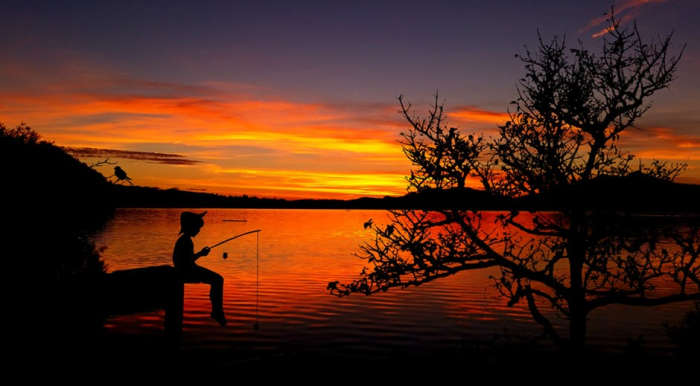 To me, this is THE perfect moment: a young boy using his Cane Pole to catch fish all day long until sundown. None can sing or write about it.