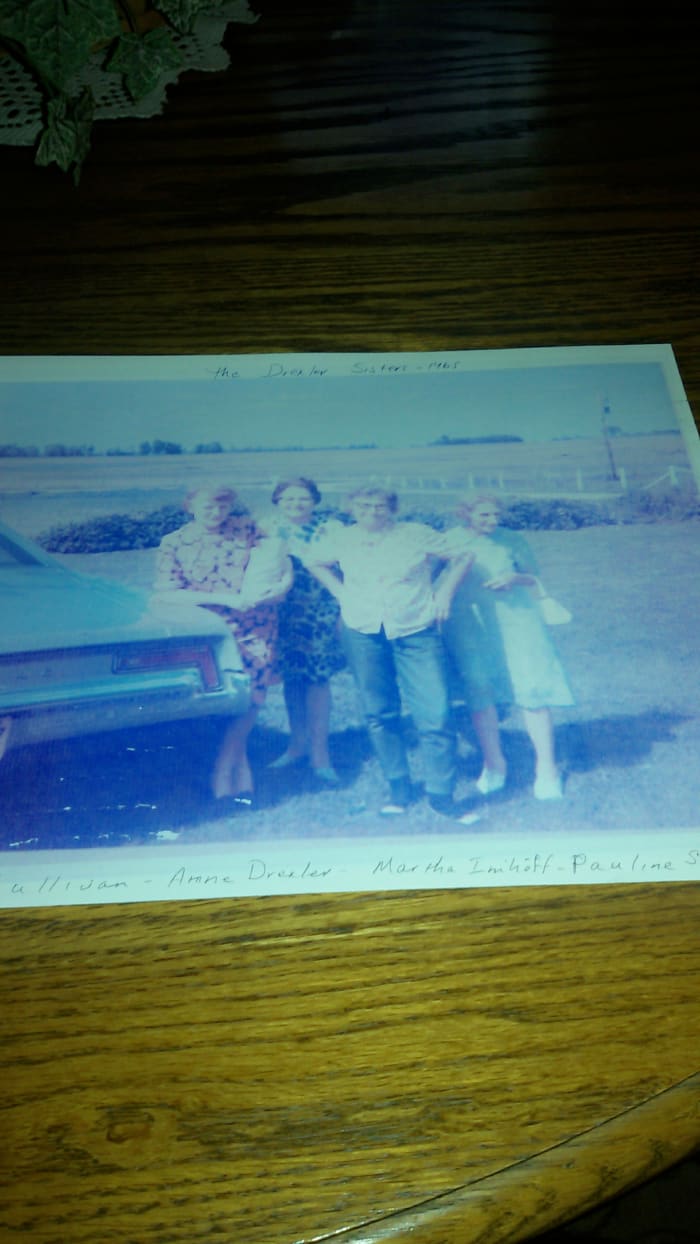 Little grandma's four daughters. From left to right: great-aunt Mary, great-aunt Annie, great aunt Martha, and grandma. Picture taken in 1965