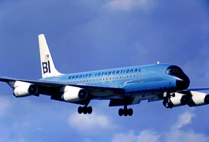 Braniff International Airways DC-8 Landing at Miami International Airport in 1971