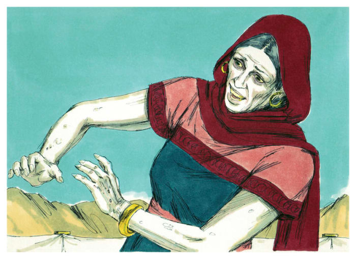 God afflicted Miriam with leprosy for taking against Moses. She was put outside the camp for seven days.