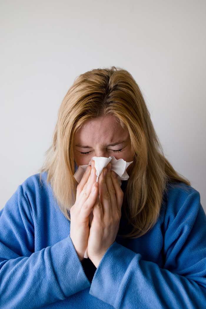 If you...have a bad cough or cold where you are blowing your nose constantly, for goodness sake, stay home.