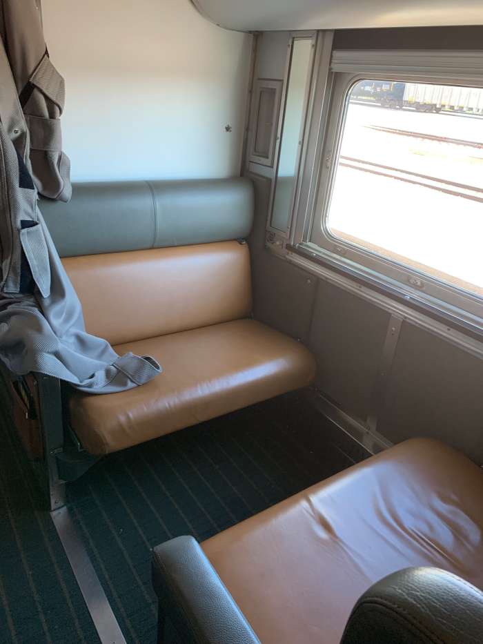 During the day, the berth is a seating area and can also have a table set up between seats for board games and cribbage and the like