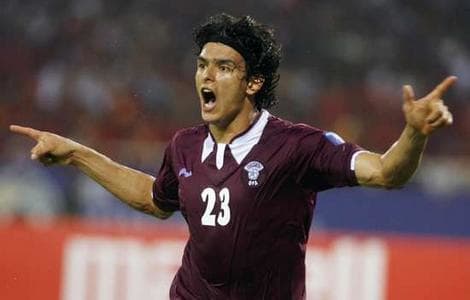 A naturalized citizen from Uruguay, Sebastian Soria is seen here celebrating after scoring the tying goal agaisnt Vietnam in Hanoi.