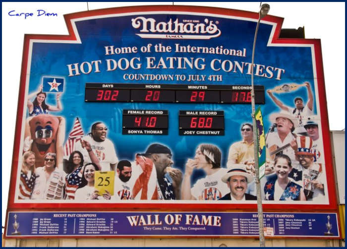 The annual Nathan's Hot Dog Eating Contest is held on July 4 and broadcast live on ESPN.