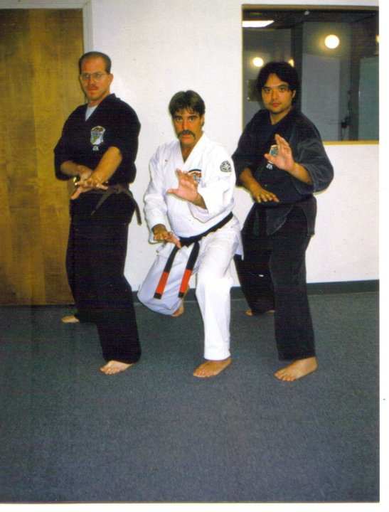 Standard fighting stance, limiting targets that the opponent can hit, but angled to allow for your own mobility and use of your own weapons.