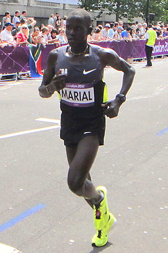 Guor Marial of South Sudan. This new nation did not have an Olympic committee, so Guor had to compete in the marathon under the auspices of the Olympic flag.