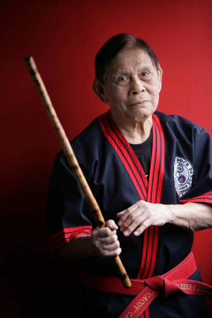 Grandmaster Cacoy Canete, practitioner of Doce Pares Eskrima and Eskrido, a system that incorporates the use of grappling, striking and multiple weapons.
