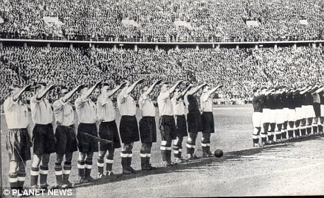 One of the more iconic and controversial images of the Germany-England rivalry came in 1938 as England performed the Nazi salute in Berlin's Olympiastadion.