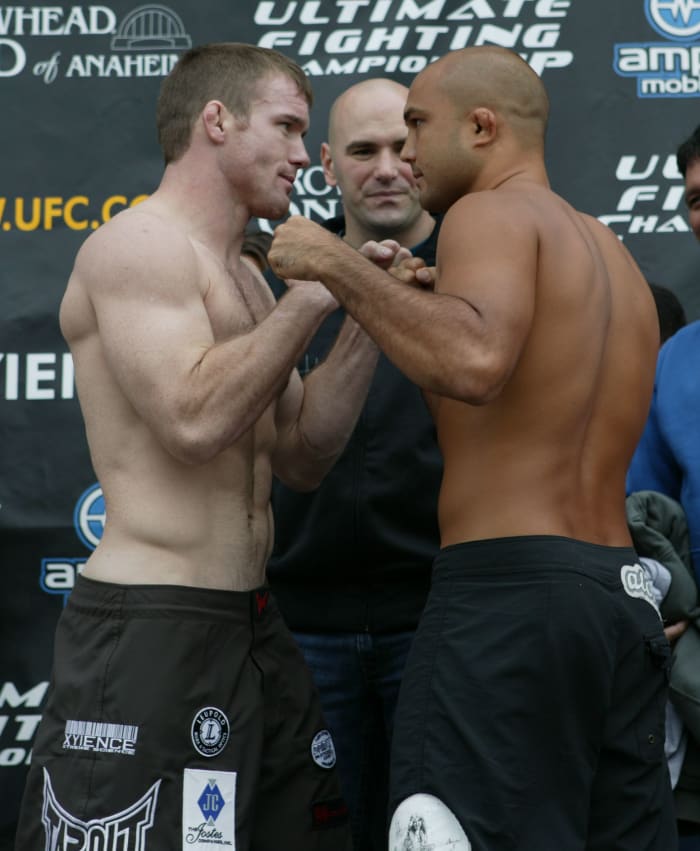 B.J. Penn won a trilogy of epic fights with fellow champ Matt Hughes 2 to 1.