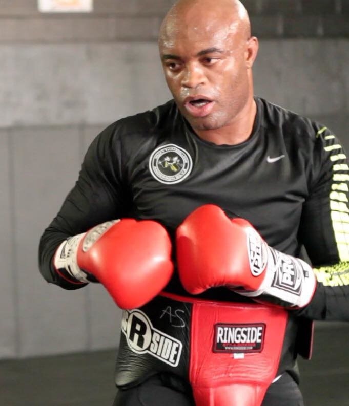 Anderson Silva's record includes 34 wins with 20 knockouts, and only six losses.