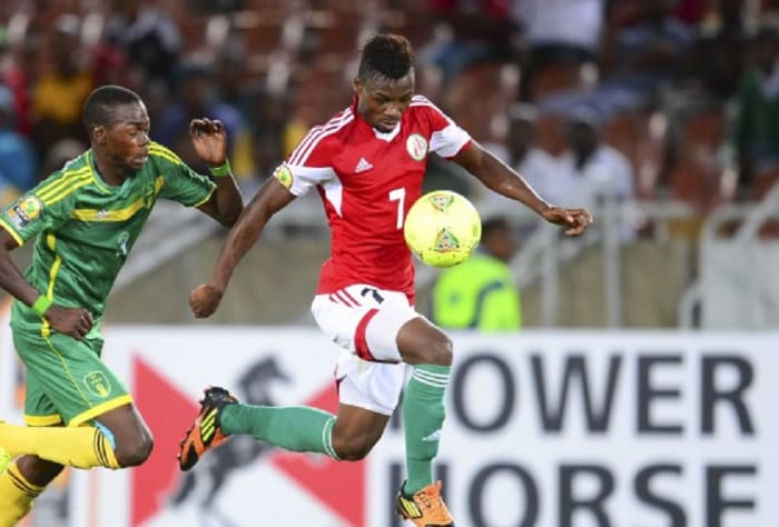 Fiston Abdul Razak is in action during a 2019 Africa Cup of Nations qualifier against South Sudan on Nov. 16, 2018. With 19 goals as of Sept. 8, 2019, Abdul Razak is Burundi's all-time leading goalscorer.