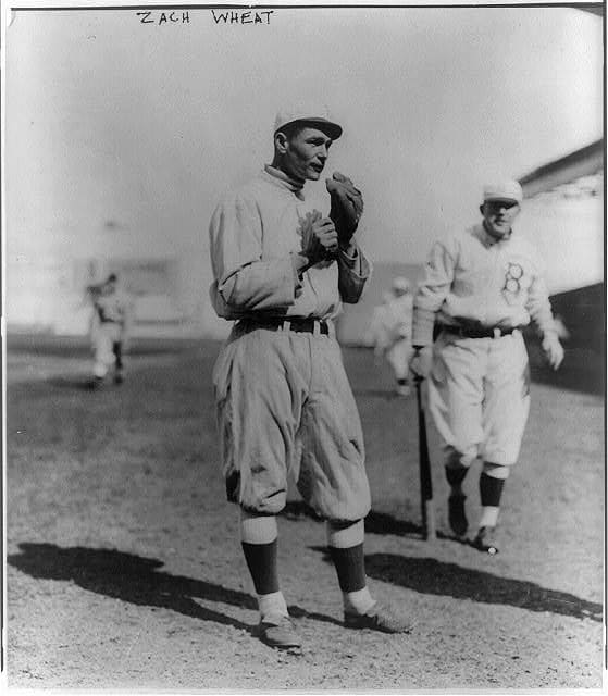 Zack Wheat, seen during the 1914 season in Brooklyn, had one of the longest careers ever with the Dodgers, spending 18 seasons with the franchise.