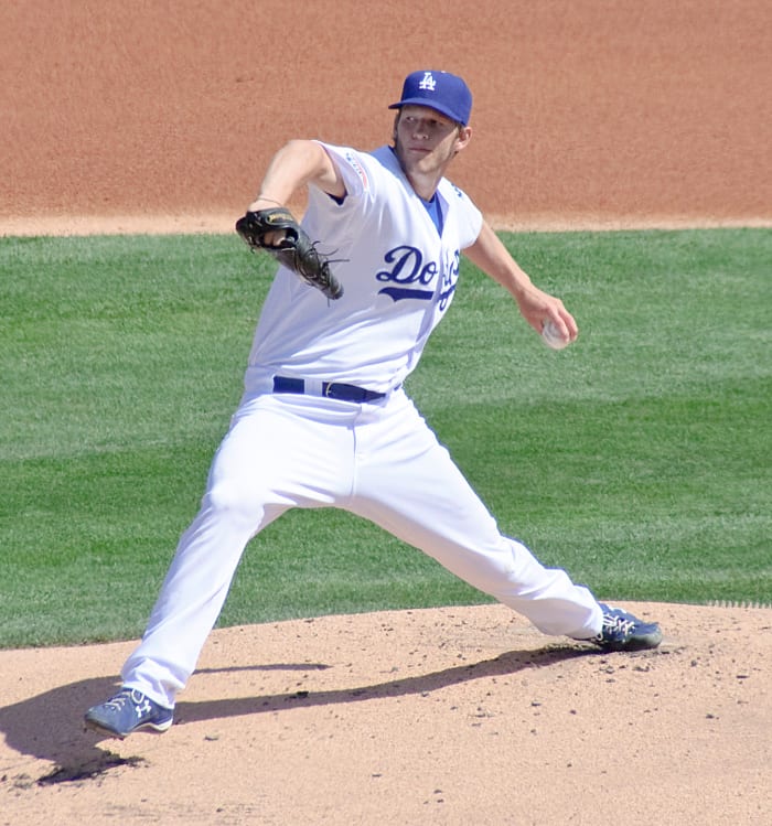 Los Angeles Dodgers pitcher Clayton Kershaw fires a pitch during the 2010 season. Kershaw is currently among the best pitchers in baseball.