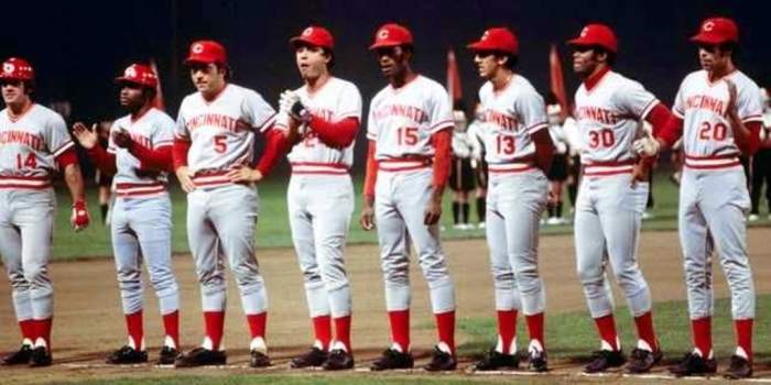 The Big Red Machine (L-R): Rose, Morgan, Griffey, Bench, Perez, Foster, Concepcion, Geronimo.