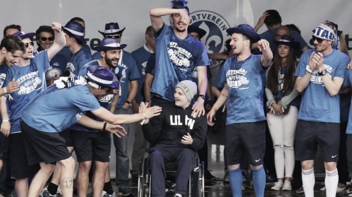 One classy moment featured SV Darmstadt 98 fan Jonathan Heimes celebrating with players following its promotion to the Bundesliga in 2015. Helmes died on Mar. 8, 2016, and the stadium was renamed in his honor during the 2016-17 season.