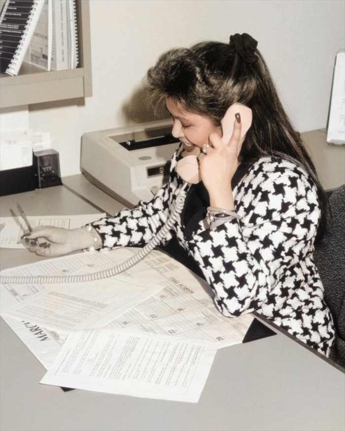 Another example of how the algorithm has trouble with indoor and man-made objects. It had no way of knowing what color the clothing, telephone handset and cord and the typewriter in the background should be.