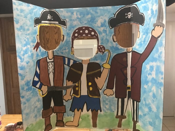 A pirate picture cutout provides a great way to commemorate the occasion with adorably hilarious photos.
