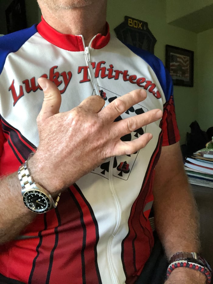 We even had our own "gang sign" in the Lucky 13s...it was prominent in many of our group pictures over the years