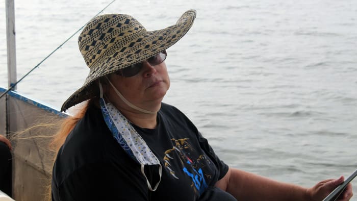 My face tells you exactly how I feel about fishing. But I love to eat the fish!