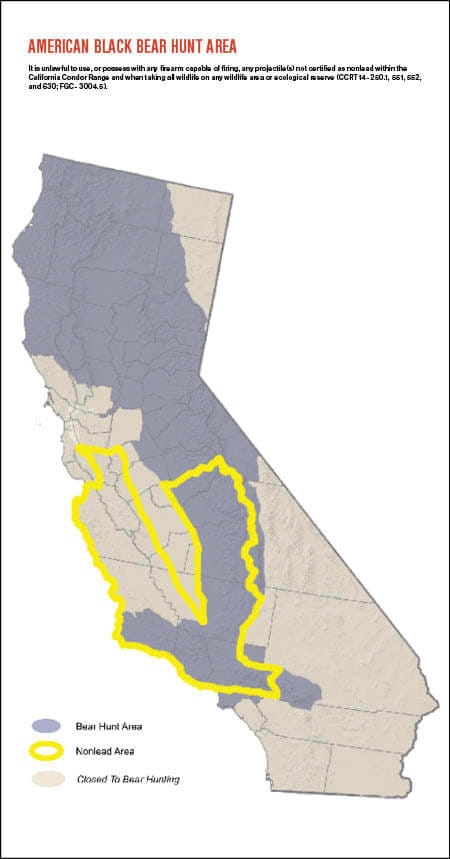 This map shows the areas where licensed hunters are allowed to shoot black bears—only one per season..