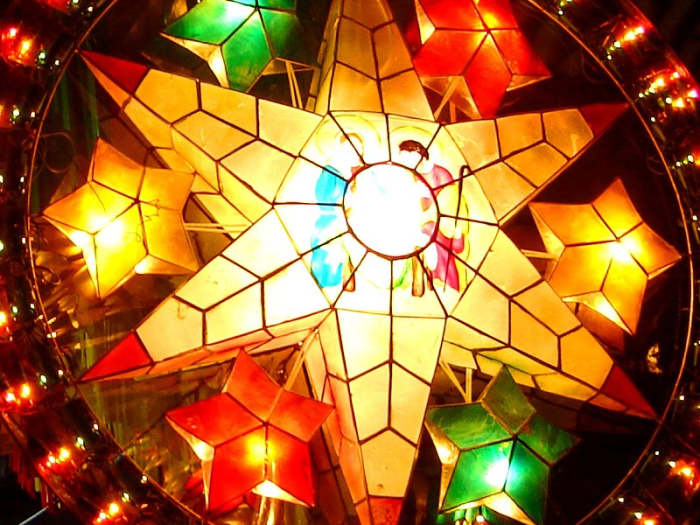 Elegant Christmas Parol made from capiz shells are very popular in the Philippines and are exported to other countries.