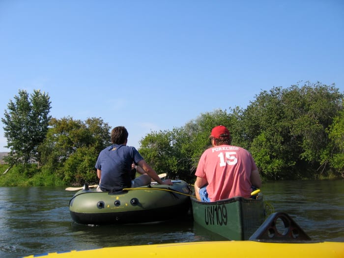 You should be able to raft together with your friends and just drift. Just pay attention that you don't drift too close to the bank.