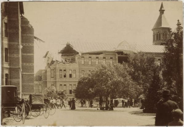 This is the Insane Asylum after the 1906 Earthquake. Notice all the damage there top left of building. It was in this area where over 100 patients were killed and where even today after the buildings have been torn down you can still hear their screa