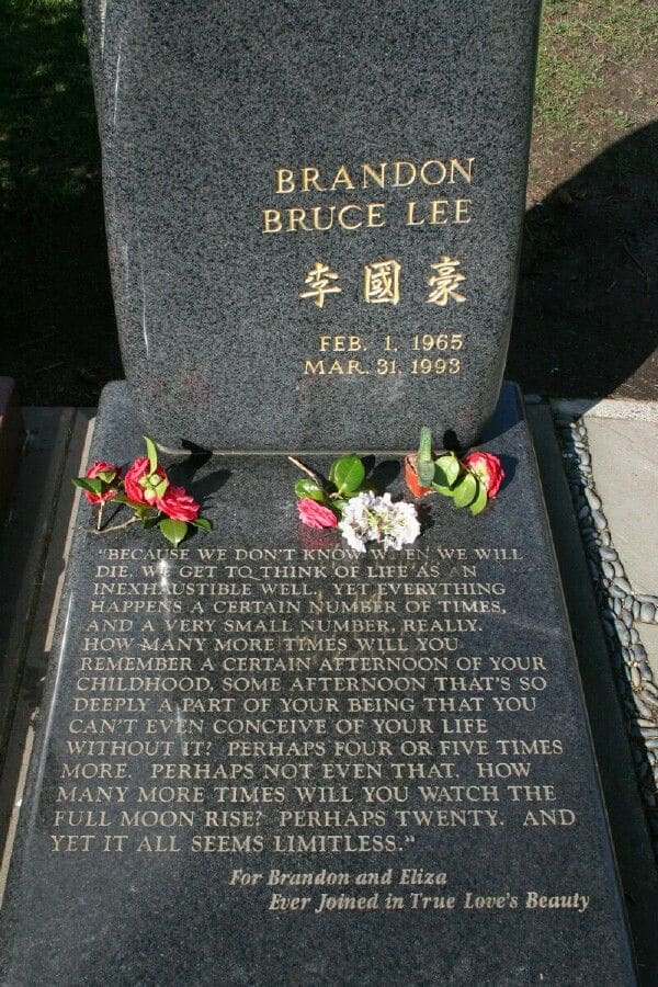 Brandon Lee Grave , People often find Brandon setting on his grave marker setting on the writing and they ask him to move so they can read it. He vanishes and they run