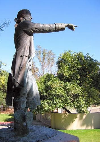 Statute of Tucson Founder, Hugo O'Connor, in Front of Manning House in Tucson, AZ