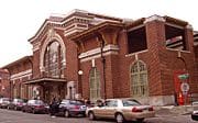 Yonkers Metro North train station near Larkin Plazal, where the Saw Mill River recently was 'daylighted' as part of the city's revival.