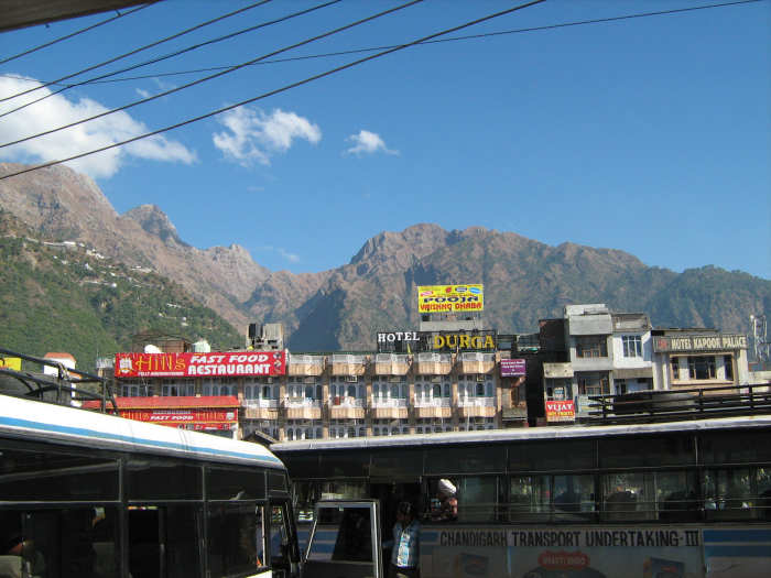 A view of beautiful Trikuta mountains from Katra bus stand Jammu.