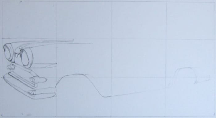 The first parts of the grid line drawing have been put into place.