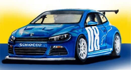 Volkswagen Scirocco GT24 Concept Car drawing, drawn with marker pens.