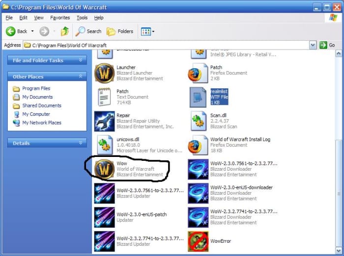 Now that your realmlist is done, open World of Warcraft using the WOW.exe. Also add a shortcut to the WoW.exe to your desktop