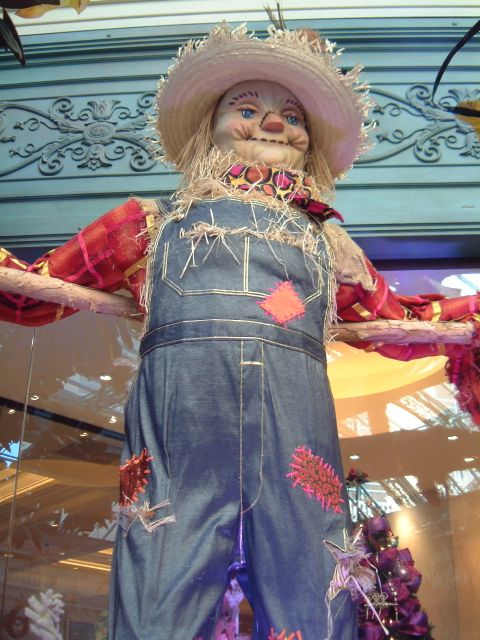 Scarecrows symbolize the fall bounty, being stuffed with straw from the grain harvest, as well as being a protective totem.