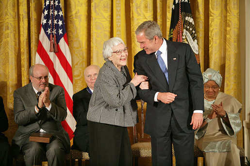 File: Harper Lee Medal.jpg Information 11-05-07 President Bush awarding the Presidential Medal of Freedom to Harper Lee.