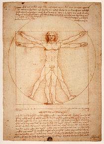 Western aesthetics is reflected in Leonardo da Vinci's painting capturing the proportions of man reflects Western values on lines, geometry, detail of externals, harmony symmetry and balance