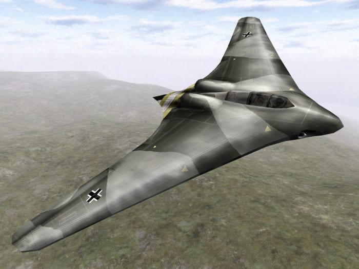 The Horton brothers Ho 299 stealth plane made of a wood composite. The Ho 299 was the world's first jet powered flying wing.