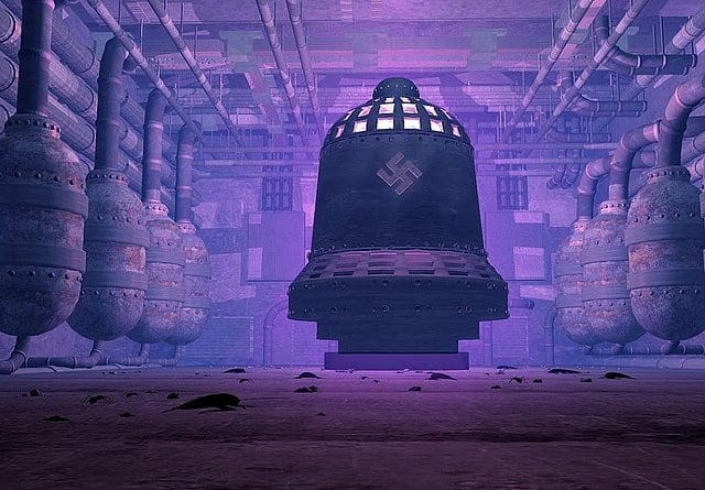 Impression of Die Glocke the German flying Bell. The Nazis attempt at anti-gravity propulsion.