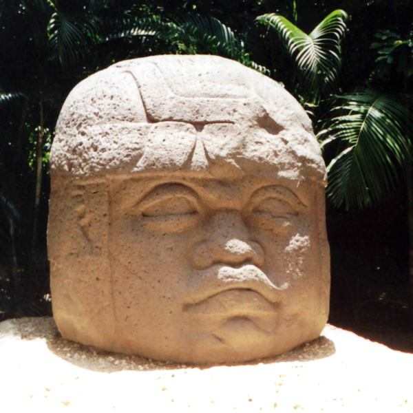 Monument 1, one of the four Olmec colossal heads at La Venta. This one measures nearly 3 meters (9 ft.) tall.
