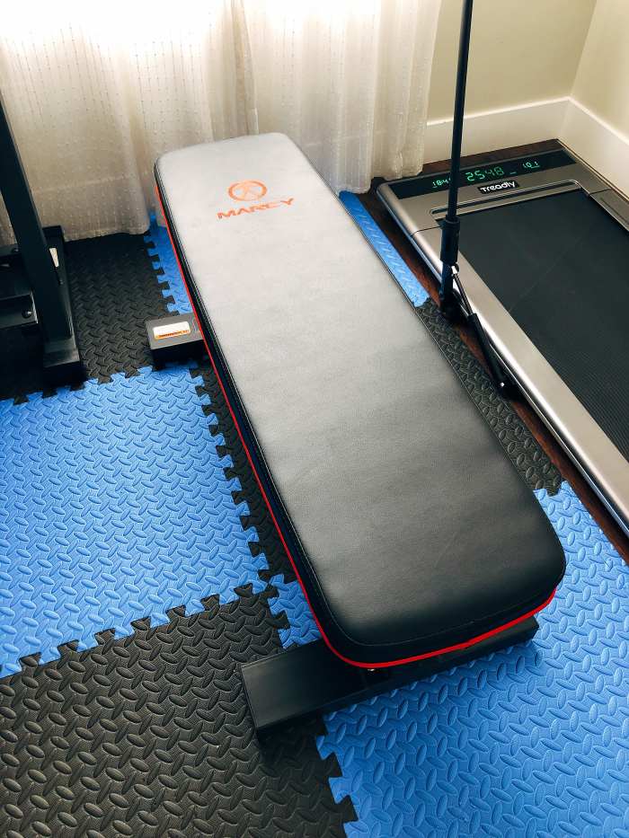 A flat bench is a very useful tool for work out. You can do chest exercise, leg exercise, triceps exercise, and ab exercise.