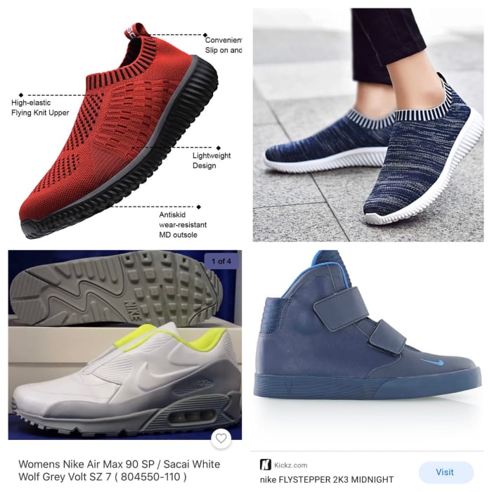 Trainers can be a challenging fit if purchased online. Slip on fabric ones from the East are extremely comfortable