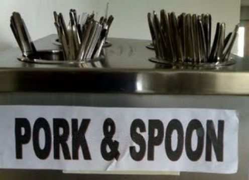 Wow, free pork with the spoon? Good thing you don't need a fork to eat the items in the putlong menu above.