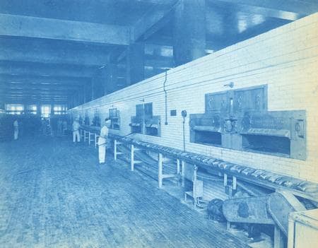 Conveyors for a bakery operation; 1920. Jeffrey Manufacturing at one time made bicycles.