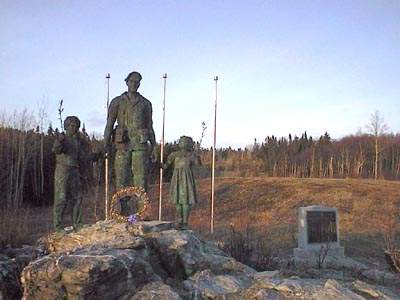 The monument entitled "Silent Witness" a forever memory to Flight 1285, is located over looking the crash site of the charter Arrow Air DC-8 at Gander Lake, Newfoundland.
