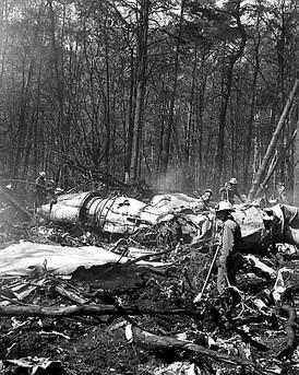 Remains of a LOT IL-62M after an engine fire and cabin decompression caused damage to the elevator and electrical system causing the plane to crash.