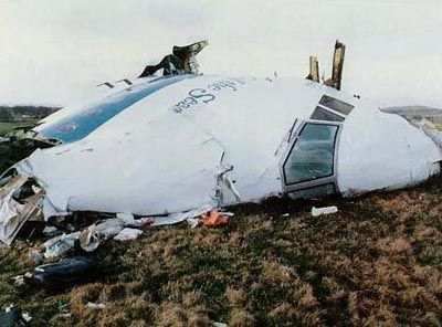 The cockpit section of Pan Am Flight 103 which crashed at Lockerbie, Scotland after a bomb, planted by terrorists, exploded in the forward cargo area.